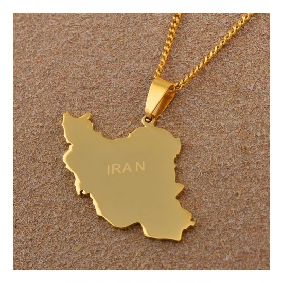 İran Haritası 925 Ayar Gümüş Özel Tasarım Unisex Gold Kolye