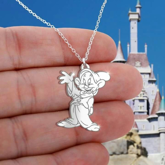 Disney Sevimli Karakterler Gümüş Unisex Hediyelik Kolye 